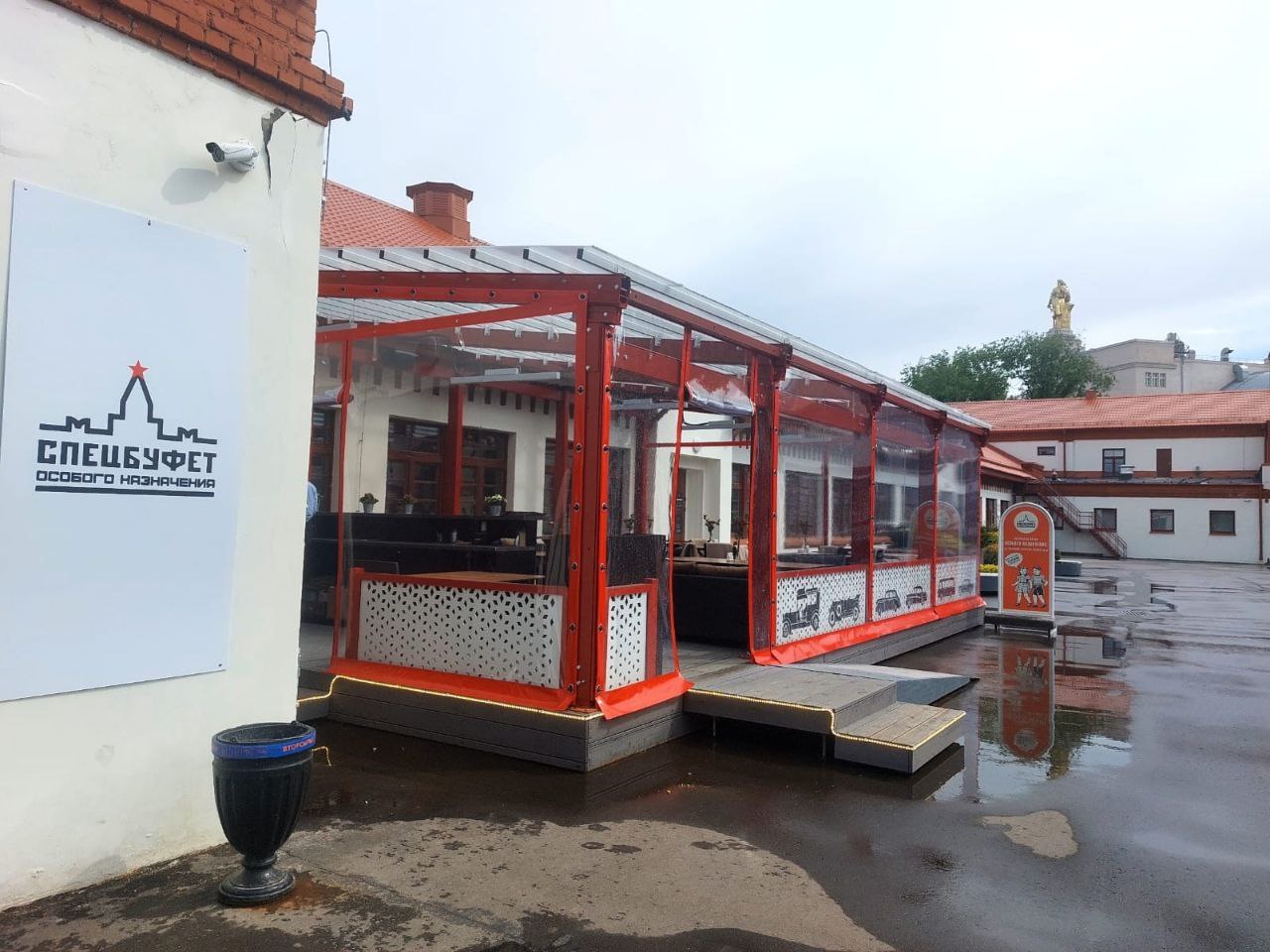 ПВХ шторы для летней террасы кафе в посёлке Жилево